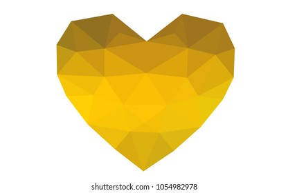 Dark Green, Yellow vector love background with heart. Paper note. Valentine's greeting polygonal card. Triangular illustration for your business. Stock template for your design.