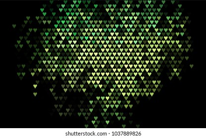 Dark Green, Yellow vector lovely background with hearts. Valentines greeting card with cute hearts. Abstract pattern for your design, website, ad.