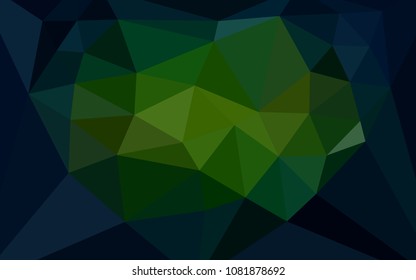 Dark Green, Yellow vector low poly cover with a heart in a centre. Colorful illustration in a polygonal style. A new texture for your web site.