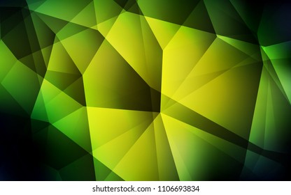 Dark Green, Yellow vector low poly texture. Modern abstract illustration with triangles. Brand new style for your business design.