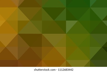 Dark Green, Yellow vector low poly cover. Triangular geometric sample with gradient.  Textured pattern can be used as a background.