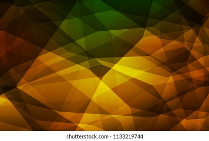Dark Green, Yellow vector low poly cover. Colorful abstract illustration with triangles. A completely new design for your leaflet.