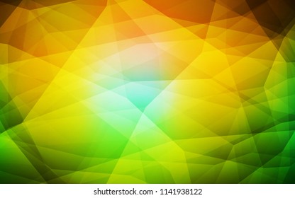 Dark Green, Yellow vector low poly texture. A sample with polygonal shapes. Triangular pattern for your design.