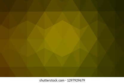 Dark Green, Yellow vector low poly cover. Creative illustration in halftone style with triangles. Completely new template for your banner.