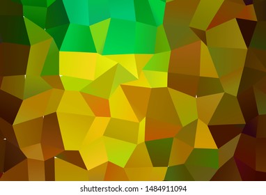 Dark Green, Yellow vector low poly background. Geometric illustration in Origami style with gradient.  A completely new design for your leaflet.