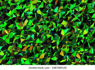Dark Green, Yellow vector low poly layout. Glitter abstract illustration with an elegant triangles. Completely new template for your banner.