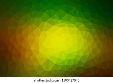 Dark Green, Yellow vector low poly background. Polygonal abstract illustration with gradient. Completely new template for your banner.