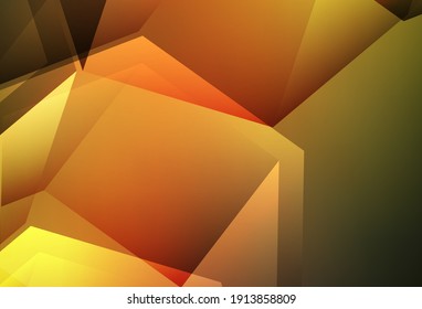 Dark Green, Yellow vector low poly texture. Triangular geometric sample with gradient.  Brand new style for your business design.