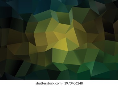 Dark Green, Yellow vector low poly cover. Colorful illustration in abstract style with gradient. Template for your brand book.