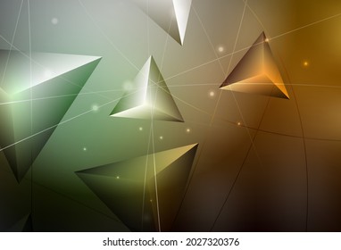 Dunkelgrüne, gelbe Vektorgrafik mit Low-Poly-Struktur. Schleudernde polygonale Illustration, die aus Dreiecken besteht. Vorlage für die Hintergründe des Handys.