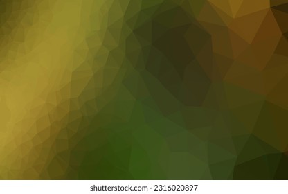 Dark Green, Yellow vector low poly layout. Triangular geometric sample with gradient.  Elegant pattern for a brand book.