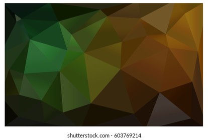 Dark Green, Yellow vector Low poly crystal background. Polygon design pattern. Low poly illustration, low polygon background.