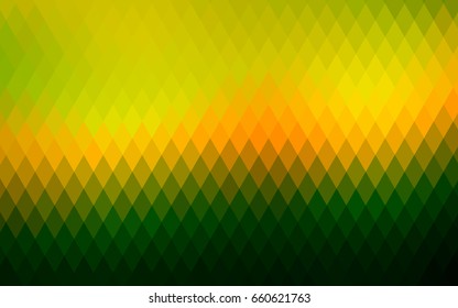 Dark Green, Yellow vector low poly background. A sample with a polygonal design. Illustration in polygonal style with repeating squares