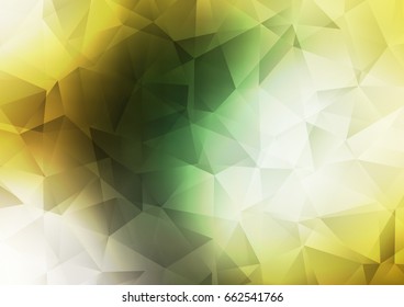 Dark Green, Yellow vector low poly pattern. Triangular geometric sample with gradient.  Brand-new style for your business design.