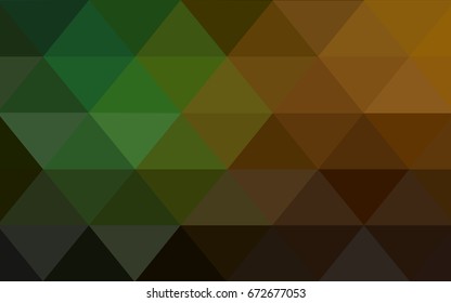 Dark Green, Yellow vector Low poly crystal background. Polygon design pattern. Low poly illustration, low polygon background.