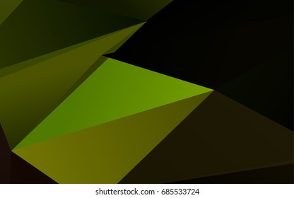 Dark Green, Yellow vector low poly background. Shining illustration, which consist of triangles. A completely new template for your business design.