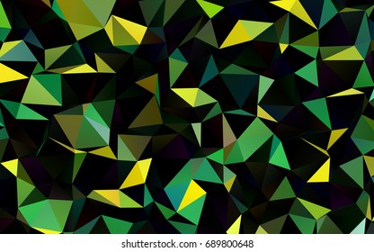 Dark Green, Yellow vector low poly background. An elegant bright illustration with gradient. Triangular pattern for your business design.