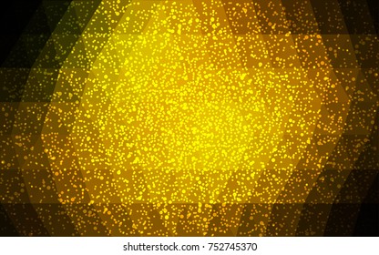 Dark Green, Yellow vector low poly crystal background with snowflakes. Polygon christmas design pattern . Low poly illustration of New Year celebration.