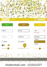 Dark Green, Yellow vector Material Design Kit with dots. Modern Style guide with colorful gradient circles in its header. Modern template for your landing page.