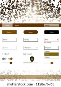 Dark Green, Yellow vector Material Design Kit with dots. Web ui kit with abstract gradient circles in its header. This template you can use for websites.