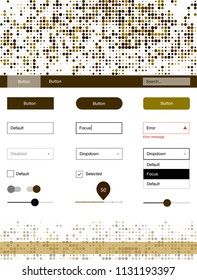 Dark Green, Yellow vector Material Design Kit with dots. Beautiful ui ux kit with colorful dots in its header. Simple colorful design for websites.