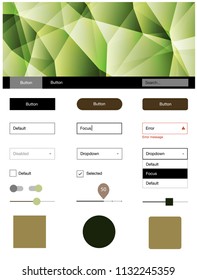 Dark Green, Yellow vector Material Design Kit with lines. Decorative ui kit design in abstract style with colorful crystals. This sample is for your website.