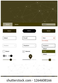Dark Green, Yellow vector Material Design Kit with lines, circles. Ui Ux kit with colorful polygonal background in its header. This sample is for your landing page.