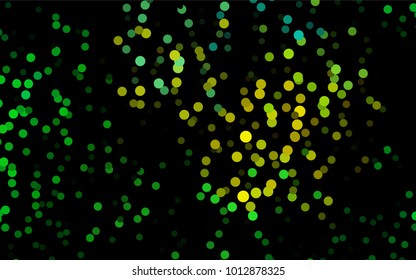 Dark Green, Yellow vector modern geometrical circle abstract background. Dotted texture template. Geometric pattern in halftone style with gradient. 