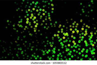 Dark Green, Yellow vector modern geometrical circle abstract background. Dotted texture template. Geometric pattern in halftone style with gradient. 