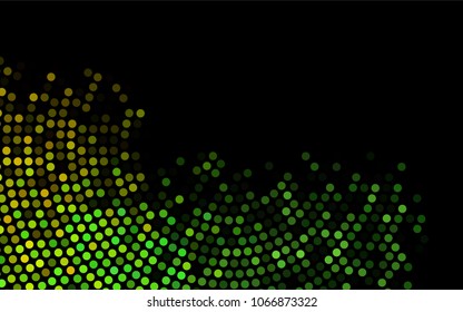 Dark Green, Yellow vector modern geometrical circle abstract background. Dotted texture template. Geometric pattern in halftone style with gradient. 