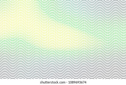 Dark Green, Yellow vector modern geometrical circle abstract background. Dotted texture template. Geometric pattern in halftone style with gradient. 