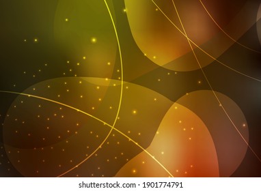 Dunkelgrüne, gelbe Vektorgrafik Moderne abstrakte Illustration mit bunten Punkten, Linien. Unscharfes dekoratives Design im abstrakten Stil mit Blasen. Intelligentes Design für Unternehmenswerbung.