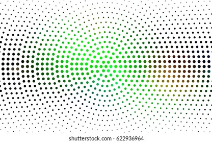 Dark Green, Yellow vector modern geometrical circle abstract background. Dotted texture template. Geometric pattern in halftone style with gradient. 