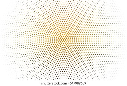 Dark Green, Yellow vector modern geometrical circle abstract background. Dotted texture template. Geometric pattern in halftone style with gradient. 