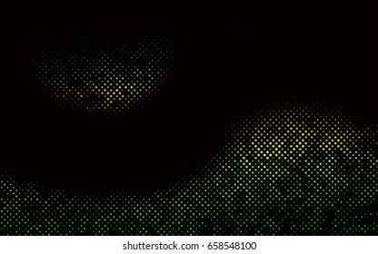 Dark Green, Yellow vector modern geometrical circle abstract background. Dotted texture template. Geometric pattern in halftone style with gradient. 
