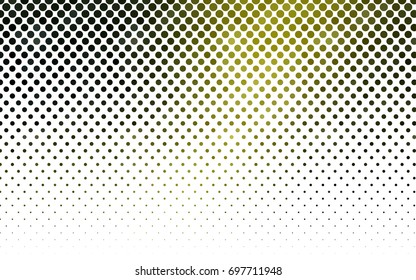 Dark Green, Yellow vector modern geometrical circle abstract background. Dotted texture template. Geometric pattern in halftone style with gradient. 