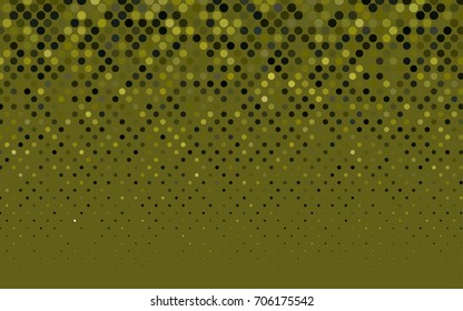 Dark Green, Yellow vector modern geometrical circle abstract background. Dotted texture template. Geometric pattern in halftone style with gradient. 