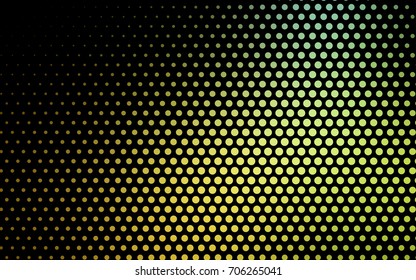 Dark Green, Yellow vector modern geometrical circle abstract background. Dotted texture template. Geometric pattern in halftone style with gradient. 