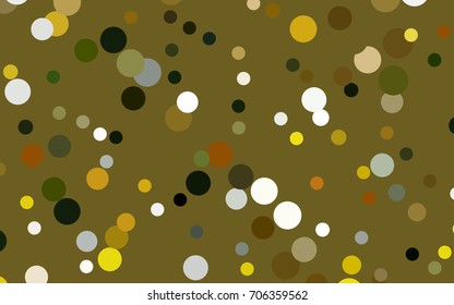 Dark Green, Yellow vector modern geometrical circle abstract background. Dotted texture template. Geometric pattern in halftone style with gradient. 