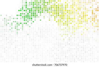 Dark Green, Yellow vector modern geometrical circle abstract background. Dotted texture template. Geometric pattern in halftone style with gradient. 