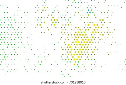 Dark Green, Yellow vector modern geometrical circle abstract background. Dotted texture template. Geometric pattern in halftone style with gradient. 