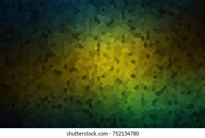 Dark Green, Yellow vector modern geometrical circle abstract background. Dotted texture template. Geometric pattern in halftone style with gradient. 
