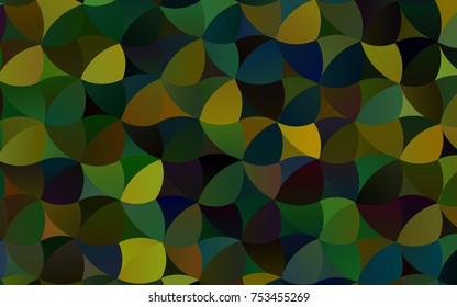 Dark Green, Yellow vector modern geometrical circle abstract background. Dotted texture template. Geometric pattern in halftone style with gradient. 