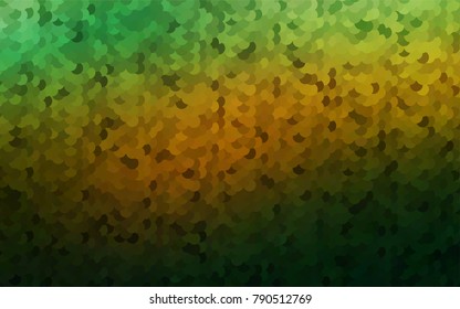 Dark Green, Yellow vector modern geometrical circle abstract background. Dotted texture template. Geometric pattern in halftone style with gradient. 