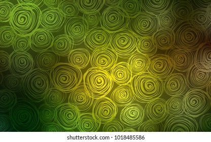 Dark Green, Yellow vector natural abstract template. Shining colored illustration with roses in doodle style. The pattern can be used for heads of websites and designs.