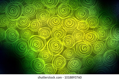 Dark Green, Yellow vector natural elegant pattern. Modern geometrical abstract illustration with roses. The pattern can be used for coloring books and pages for kids.