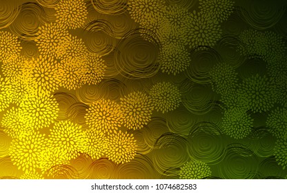 Dark Green, Yellow vector natural elegant artwork. Brand-new colored illustration in blurry style with flowers. A completely new design for your business.