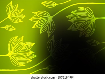 Dark Green, Yellow vector natural elegant texture. Colorful illustration in abstract style with doodles and Zen tangles. The template can be used as a background for cell phones.