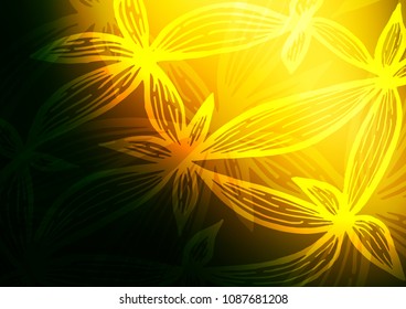 Dark Green, Yellow vector natural elegant template. A completely new color illustration in doodle style. Hand painted design for web, leaflet, textile.