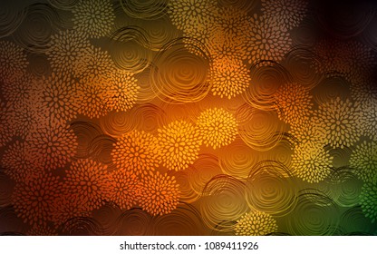 Dark Green, Yellow vector natural abstract design. Colorful abstract illustration with flowers in doodle style. The elegant pattern can be used as a part of a brand book.